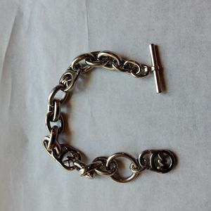 Michael Kors Fulton Logo Silver-tone Padlock and toggle closure bracelet